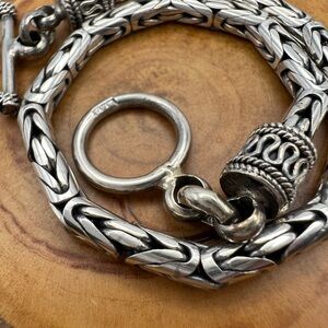 Vintage Sterling Silver Byzantine/ Bali Style Bracelet 9”